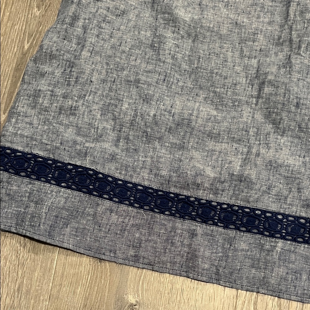 crown & ivy Chambray Tunic with Navy Lace Trim - Blue - Picture 6 of 9